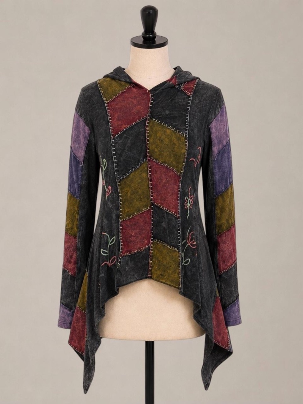 Patchwork Hooded Fairy Grunge Top